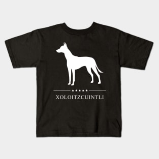 Xoloitzcuintli Dog White Silhouette Kids T-Shirt